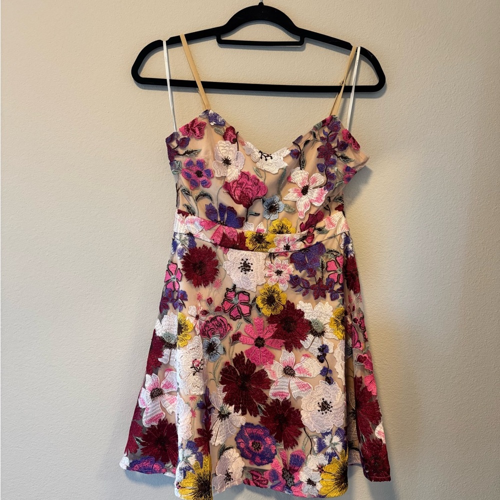 Lulu's Blush and Pink Floral Embroidered Dress